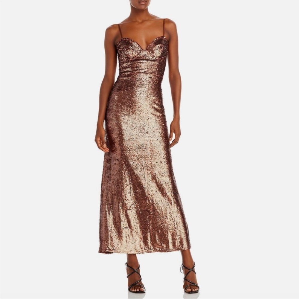Bardot | NWT Sequin Embellished Bustier V-Neck Formal Maxi Evening Dress Gown